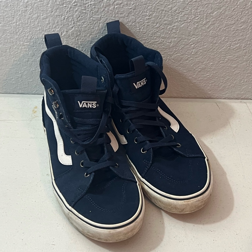 Vans Dark Blue High-Top Sneakers with White Stripes